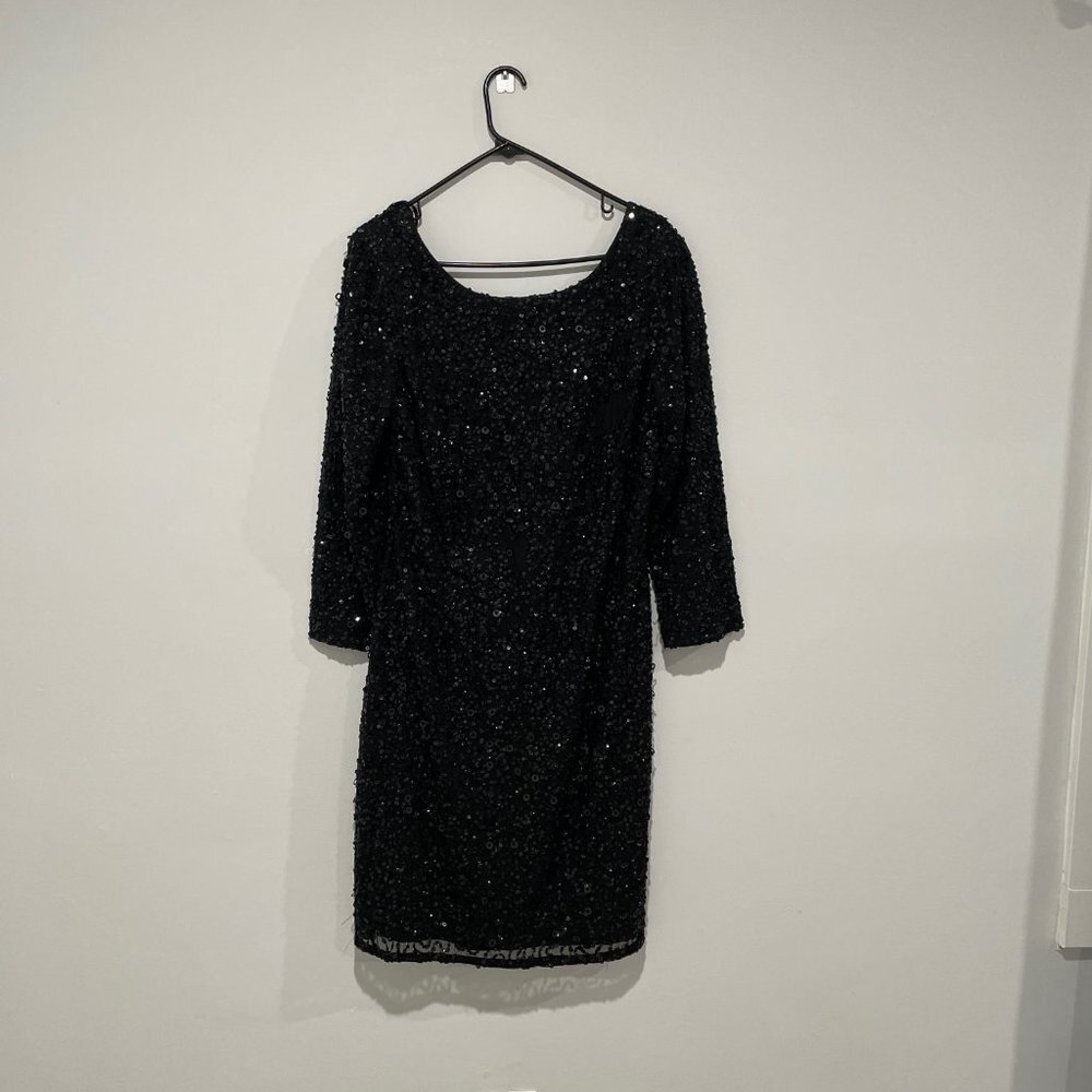 Adrianna Papell Women Black Sequinned Dress Size 18W - Picture 2 of 16